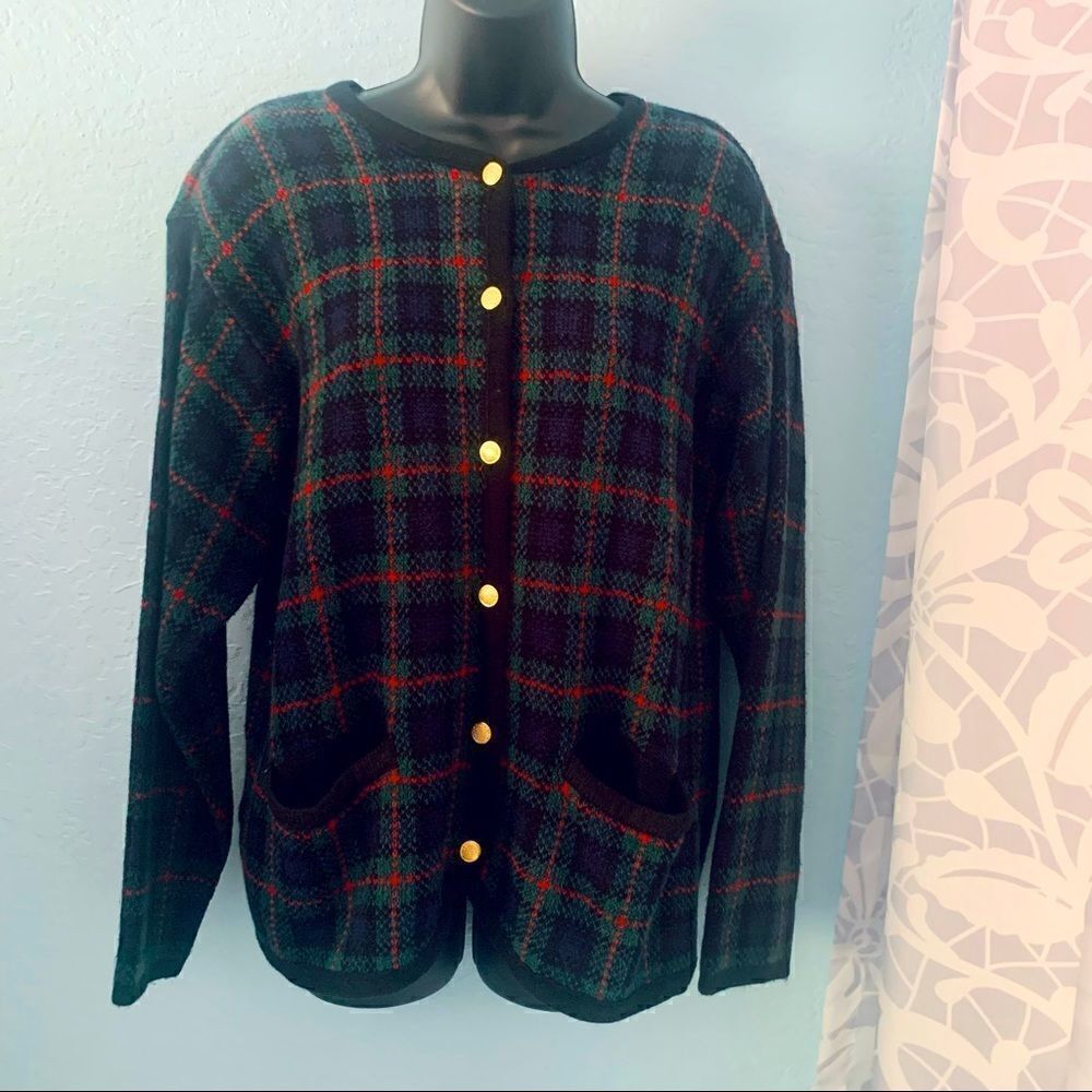 Laura Scott Vintage Blue Striped Knit Cardigan Size XL Size XL